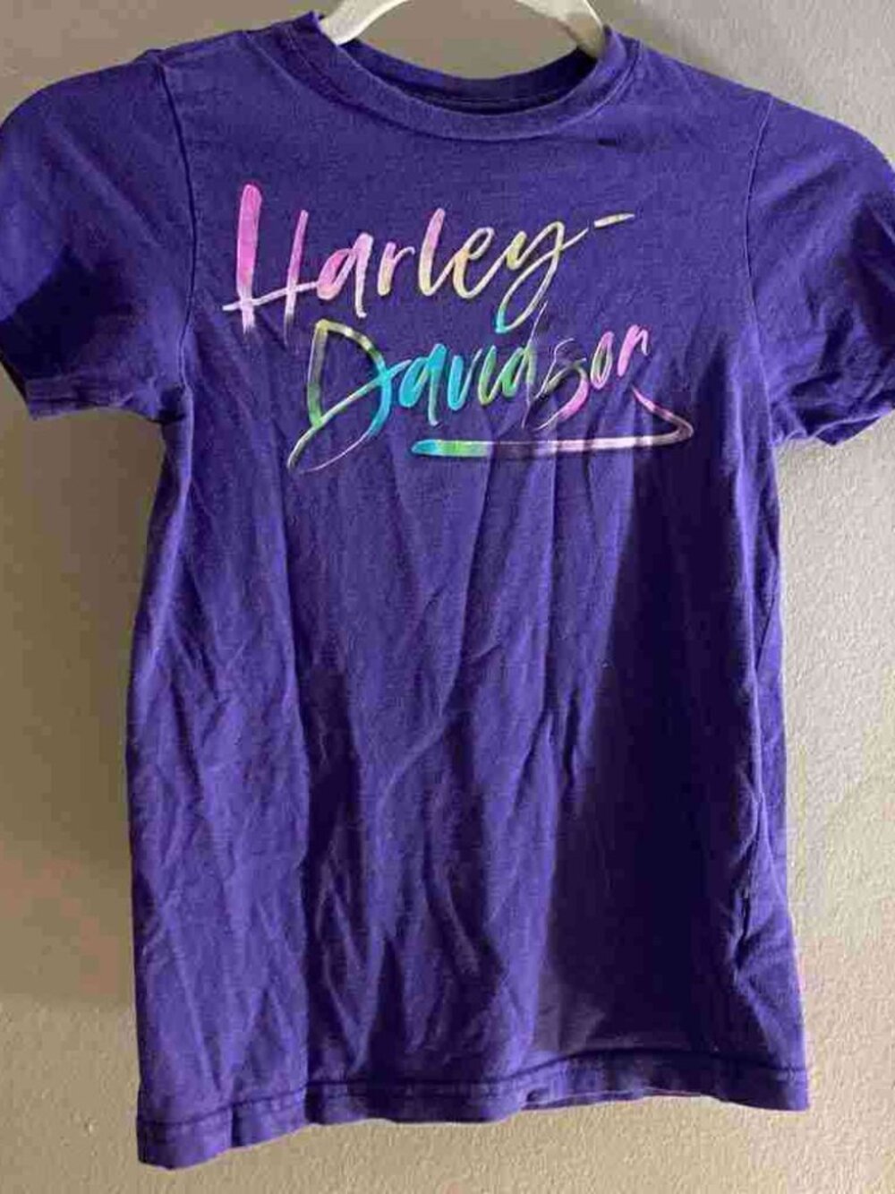 Harley Davidson Rainbow Script Purple T-Shirt